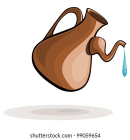 Clay jug and a drop of water