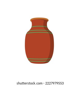 Clay Jug Flat Illustration. Clean Icon Design Element on Isolated White Background