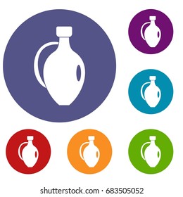 Clay jug icons set