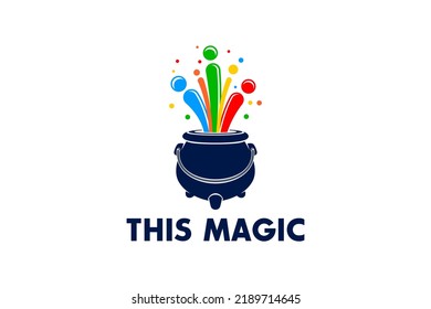Clay jug magic  with explosion magic color  logo design illustration icon earthenware symbol juggle festival