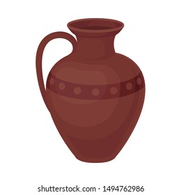 Clay jug with one handle. Vector illustration on a white background.