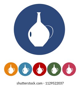 Clay jug set icon color in flat style isolated on white. Collection sings vector illustration