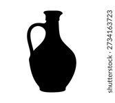 Clay jug silhouette vector flat illustration design.