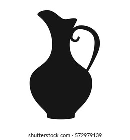 Clay jug of wine icon in black style isolated on white background. Wine production symbol stock vector illustration.