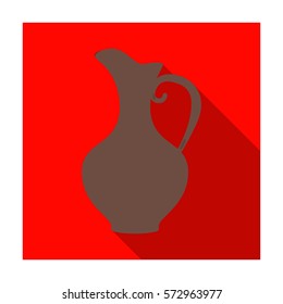 Clay jug of wine icon in flat style isolated on white background. Wine production symbol stock vector illustration.