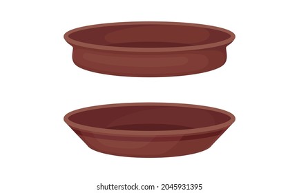 Cocina de arcilla y buque cerámico con conjunto vectorial de placa