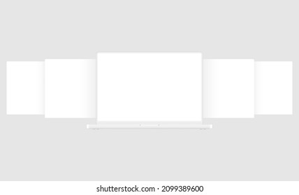 Clay Laptop with Blank Web Pages. Mockup for Showing Screenshots of Web-Sites. Vector Illustration