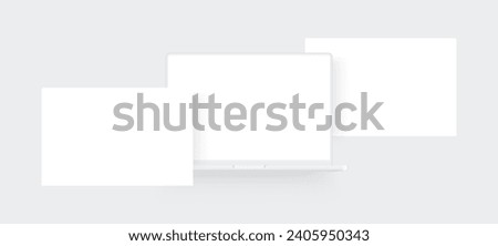 Clay Laptop With Blank Web Screens, Front View. Blank Mockup For Showcasing Web-Design Projects. Vector Illustration