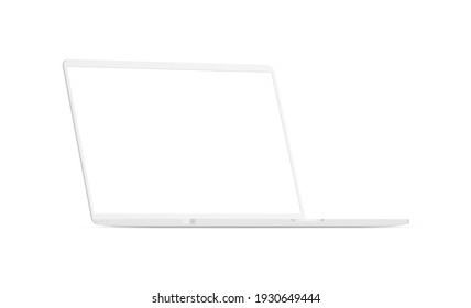 Colgador de laptops de arcilla con pantalla en blanco aislada en fondo blanco, vista lateral. Ilustración vectorial