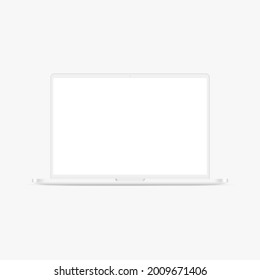 Clay Laptop Mockup with Blank Screen Front View. Vector illustration