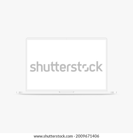 Clay Laptop Mockup with Blank Screen Front View. Vector illustration