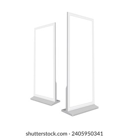 Clay LCD Digital Signage Mockup With Blank Screen, Side View, Isolated On White Background. Vector Illustration