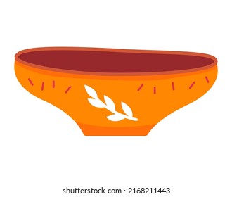 Clay man-made bowl - modern flat design style single isolated object. Neat detailed image of handy empty dishes. Decorative tableware, kitchen decor, stylish pottery and ceramic object. Utensil idea