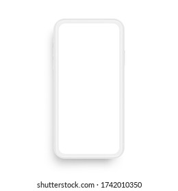 Макет мобильного телефона Clay изолирован на белом фоне, вид спереди. Векторная иллюстрация