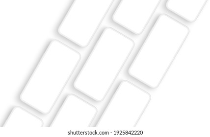 Clay Mobile Phones Screens Mockups for Showing App Design, Isolated on White Background. Vector Illustration