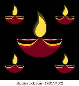 clay oil lamp vector template Diwali festival