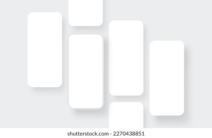 Clay Phone With App Screens. Blank Mockup for Mobile Apps Designs. Vector Illustration