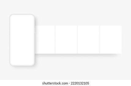 Clay Phone With Blank Carousel Posts. Modern Concept for Your Designs on Social Network. Vector Illustration
