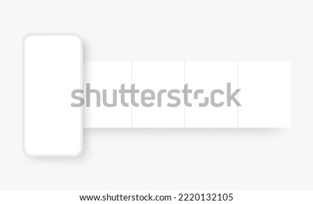 Clay Phone With Blank Carousel Posts. Modern Concept for Your Designs on Social Network. Vector Illustration