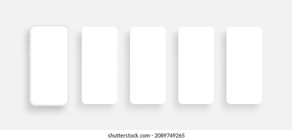 Clay Phone and Blank Screens for Social Media Posts Template. Vector Illustration