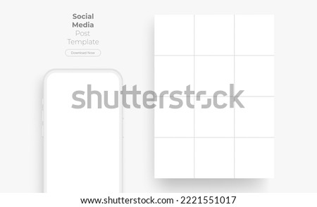 Clay Phone With Blank Social Media Puzzle Template for Presentations of Your Accounts. Vector Illustration