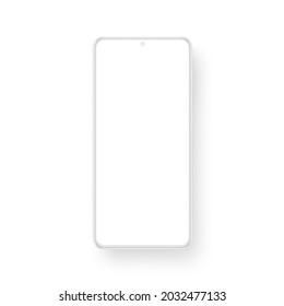 Clay Phone Mockup with Blank Screen, Front View, Isolated on White Background. Vector Illustration