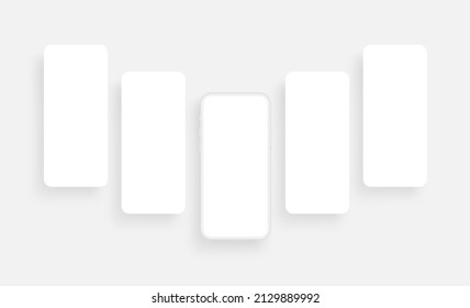 Clay Phone Mockup with Mobile Web Pages. Vector Illustration