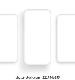 Clay Phones Mockups with Blank Screens. Modern Concept for Showing App Design or Social Media Posts. Vector Illustration