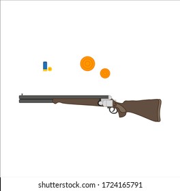 clay pigeon shooting kit, vector on white background