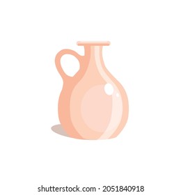 Clay pitcher. Decorative vase, flat style. Jug isolated on white background. Vector illustration