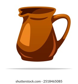 Clay pitcher jug vector isolated illustration