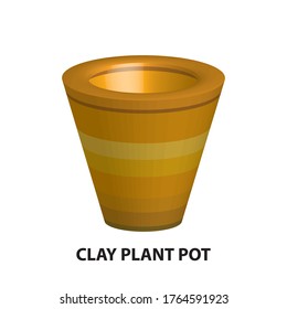 clay plant pot 3D vintage vector clip art is the graphic arts,refers to pre-made images used to illustrate any medium. 