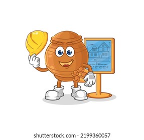 the clay pot Architect illustration. character vector