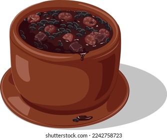 A CLAY POT WITH BRAZILIAN FEIJOADA