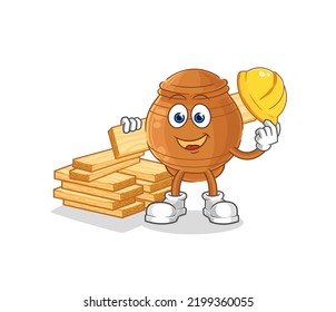 the clay pot builder vector. cartoon character