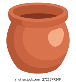 pote de argila cerâmica kitchenware cozinhar alimentos plano cor vetor ilustração modelo design