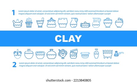 Clay Pot Ceramic Pottery Bowl Landing Web Page Header Vector. Traditional Vase Food, Old Art, Ancient Earthware, Craft Jug, Kitchen Brown Dish Clay Pot Ceramic Pottery Bowl Illustration