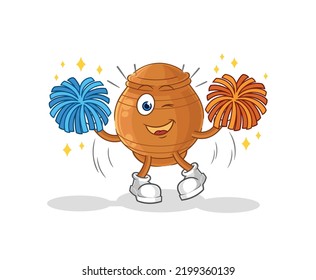 the clay pot cheerleader cartoon. cartoon mascot vector