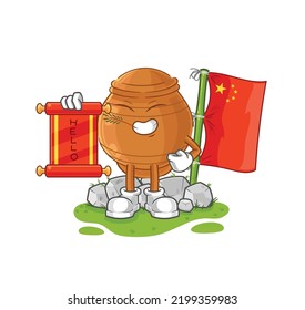 the clay pot chinese cartoon. cartoon mascot vector