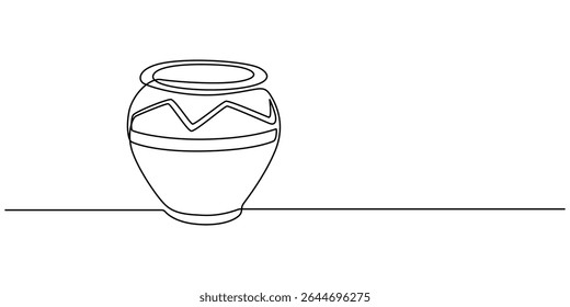 vaso de argila contínuo um desenho de linha, POTS, cultura indígena, Esboço, Um desenho de linha do antigo vaso de argila grego, isolado no fundo branco, jarro de argila. ícone antigo jarro. vetor de linha única. 