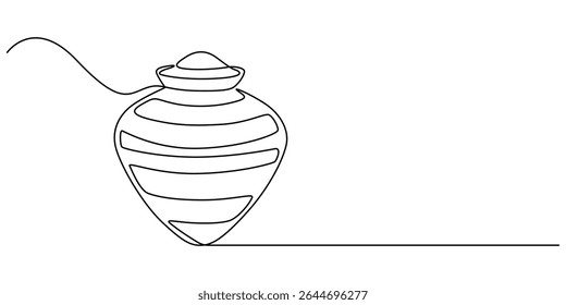 vaso de argila contínuo um desenho de linha, POTS, cultura indígena, Esboço, Um desenho de linha do antigo vaso de argila grego, isolado no fundo branco, jarro de argila. ícone antigo jarro. vetor de linha única. 