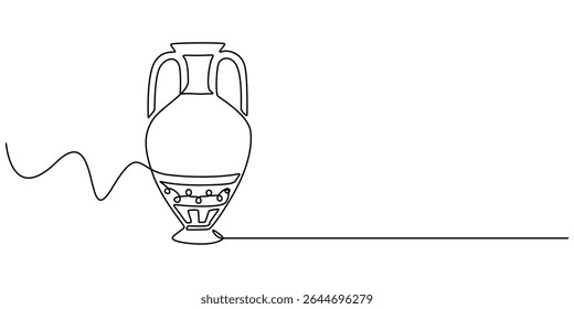vaso de argila contínuo um desenho de linha, POTS, cultura indígena, Esboço, Um desenho de linha do antigo vaso de argila grego, isolado no fundo branco, jarro de argila. ícone antigo jarro. vetor de linha única. 