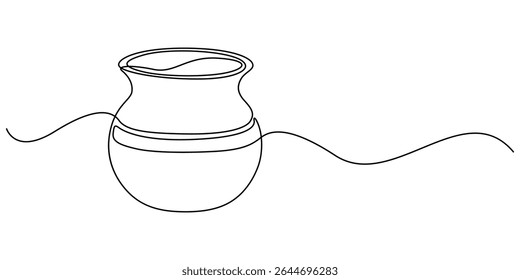clay pot continuous one line drawing, POTS, Indigenous culture, Sketch, One line drawing of ancient Greek clay vase, isolated on white background, clay jug. antique jug icon. single line vector. 