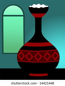clay pot with decoration	