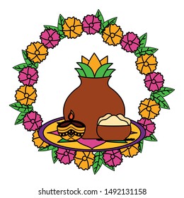 Clay pot design, Onam festival celebration culture traditional india and holiday theme Vector illustration