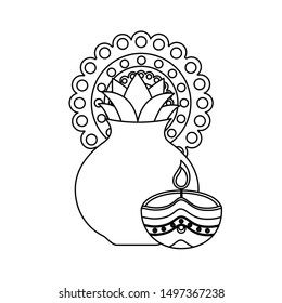 Clay pot design, Onam festival celebration culture traditional india and holiday theme Vector illustration