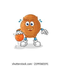 the clay pot dribble basketball character. cartoon mascot vector