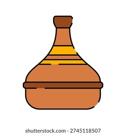 Clay Pot Flat design style handmade clay jar symbolizing traditional pottery ideal for ethnic decor and cultural themed designs