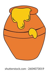 Clay pot with honey vector illustration