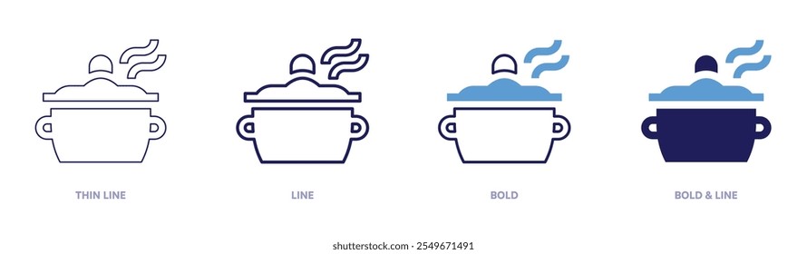 Clay pot icon in 4 different styles. Thin Line, Line, Bold, and Bold Line. Duotone style. Editable stroke.